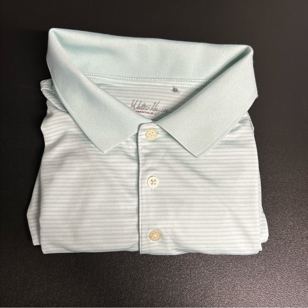 Walter Hagen Performance Men's XL Green‎ Striped Golf Polo Shirt